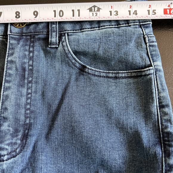 Mumu Blue Jeans 29 Blue Berkeley Zip Up Bells Dark Rainstorm Festival Hippie - Picture 8 of 11